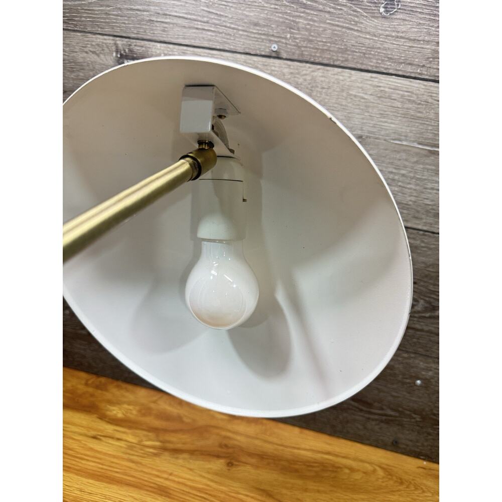 ⁠Mid Century Modern Style Stain Brass & White Cone Desk Lamp 24” Tall - Picture 13 of 14